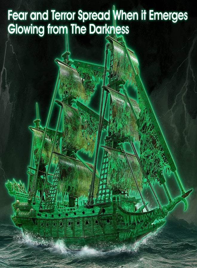 CubicFun 3D Jigsaw Puzzles Dutch Ship Model Flying Luminous Haunted Pirate Ship DIY for Adults and Kids, Building Kits Office Decoration for Women and Men, 360 Pieces - Image 2